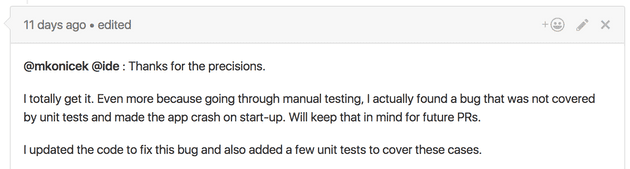 Comment on a pull request - additional testing discovered a bug